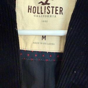 Hollister Black Corduroy Jacket with Red Polka Dot Lining